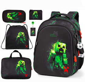 Шкільний ортопедичний рюкзак 6 в 1 для хлопчика School Standard 38х30х18 см Майнкрафт в 1 клас (SET 150-45)